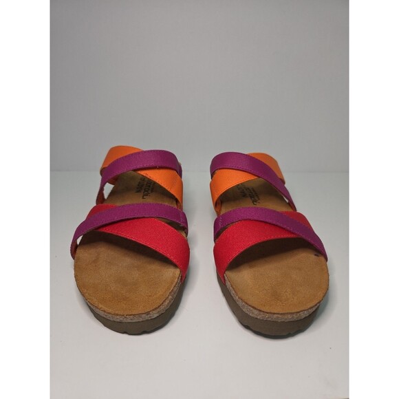 Naot Cork Footbed Slides With Orange, Red & Prple Straps Sz 8 NWOT Comfy - Picture 2 of 6